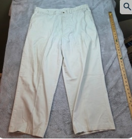 L.L. Bean Chino Pants Mens 40x26 Cream Good Straight Leg Cotton Stretch MB64