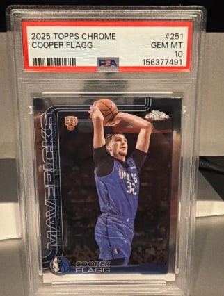 Topps 2025-26 Chrome Cooper Flagg Rookie 251 ROOKIE OF THE YEAR PSA 10 GEM