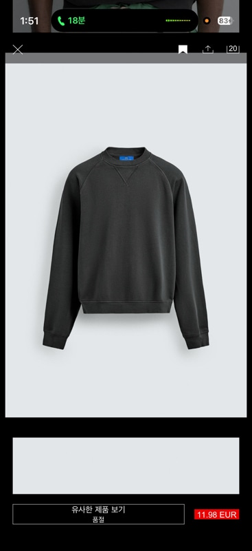 aaron levine x zara washed crew neck sweatshirt