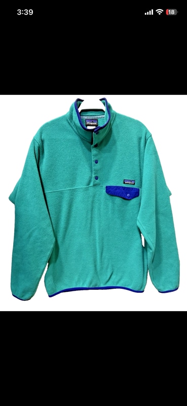 Vintage Patagonia Synchilla Snap T Mens Sz M Emerald Green Blue Pocket Pullover Fleece