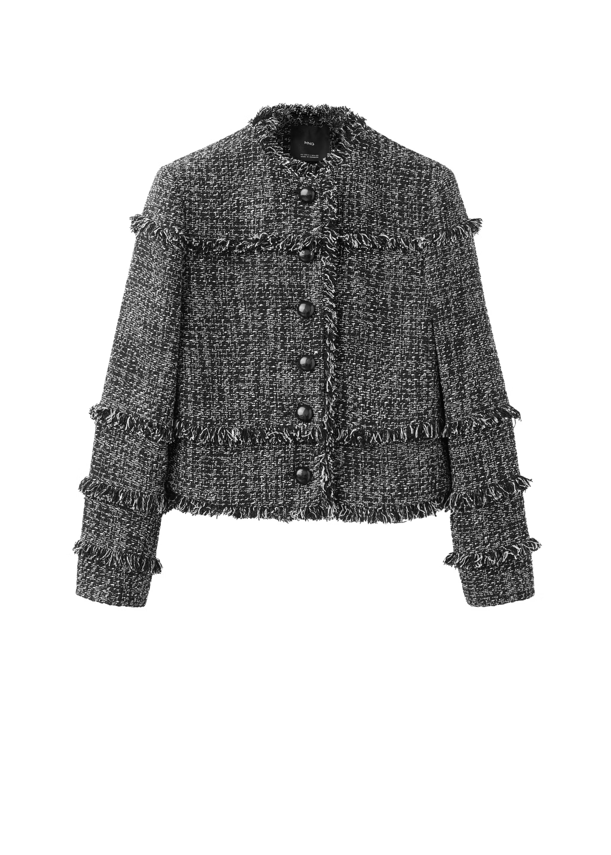 Tweed jacket with frayed edges
