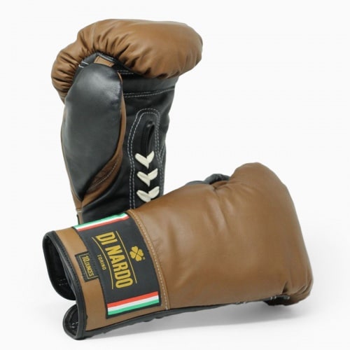 Boxing gloves Di Nardo with laces Brown Black 10 Oz