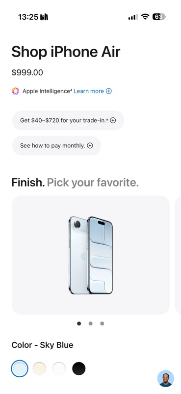 iPhone Air 256GB Sky Blue
