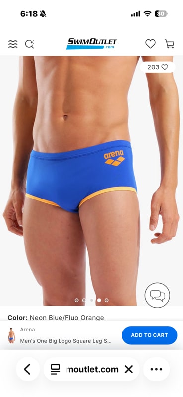 Mens One Big Logo Square Leg Swimsuit