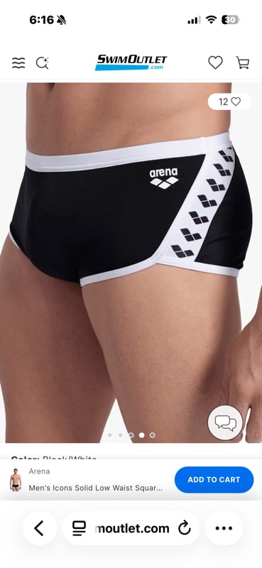 Mens Icons Solid Low Waist Square Leg Swimsuit