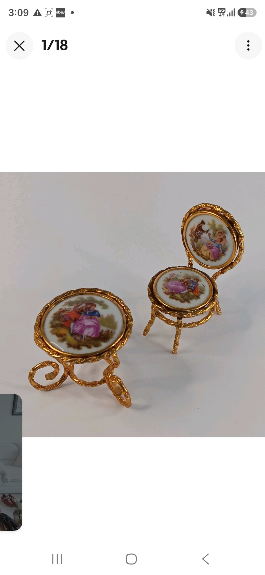 Limoges miniature table and chair set
