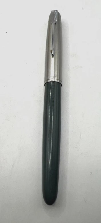 Vintage Dove Grey Parker 51 Fountain Pen lustaloy cap 14k gold nib 1959