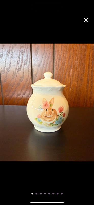 Grace Teaware Scallop Bunny Sugar Bowl and Lid