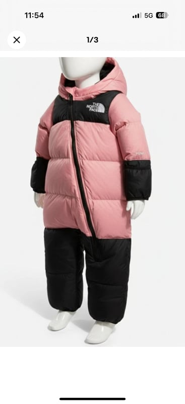Infant Baby Pink 1996 Retro Nuptse One-Piece S