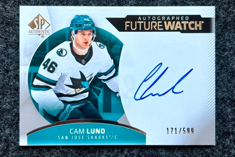 2025-26 SP Authentic Cam Lund Rookie Future Watch Autograph /599 San Jose Sharks