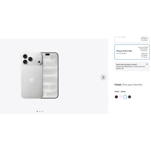 iPhone 18 Pro Max 256GB Silver