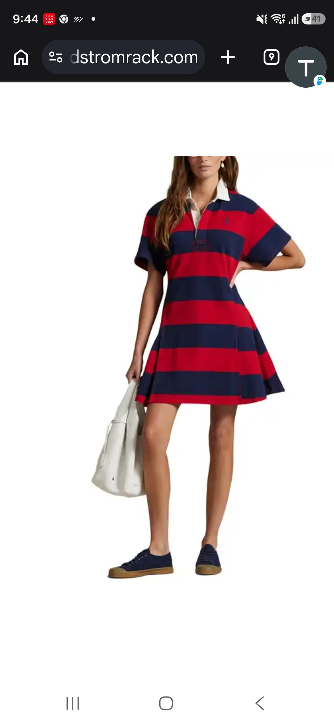 Polo Ralph Lauren Short Sleeve Stripe Cotton Rugby Dress
