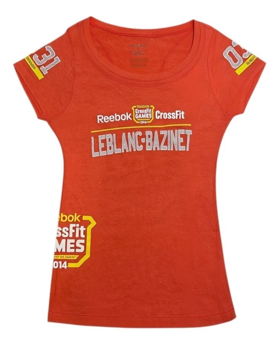 Reebok CrossFit Games 2014 LeBlanc-Bazinet Womens T-Shirt Small Coral NEW
