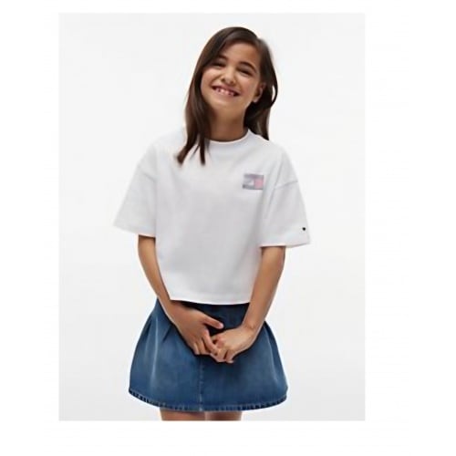 Kids Tommy Logo Rhinestone Flag T-Shirt
