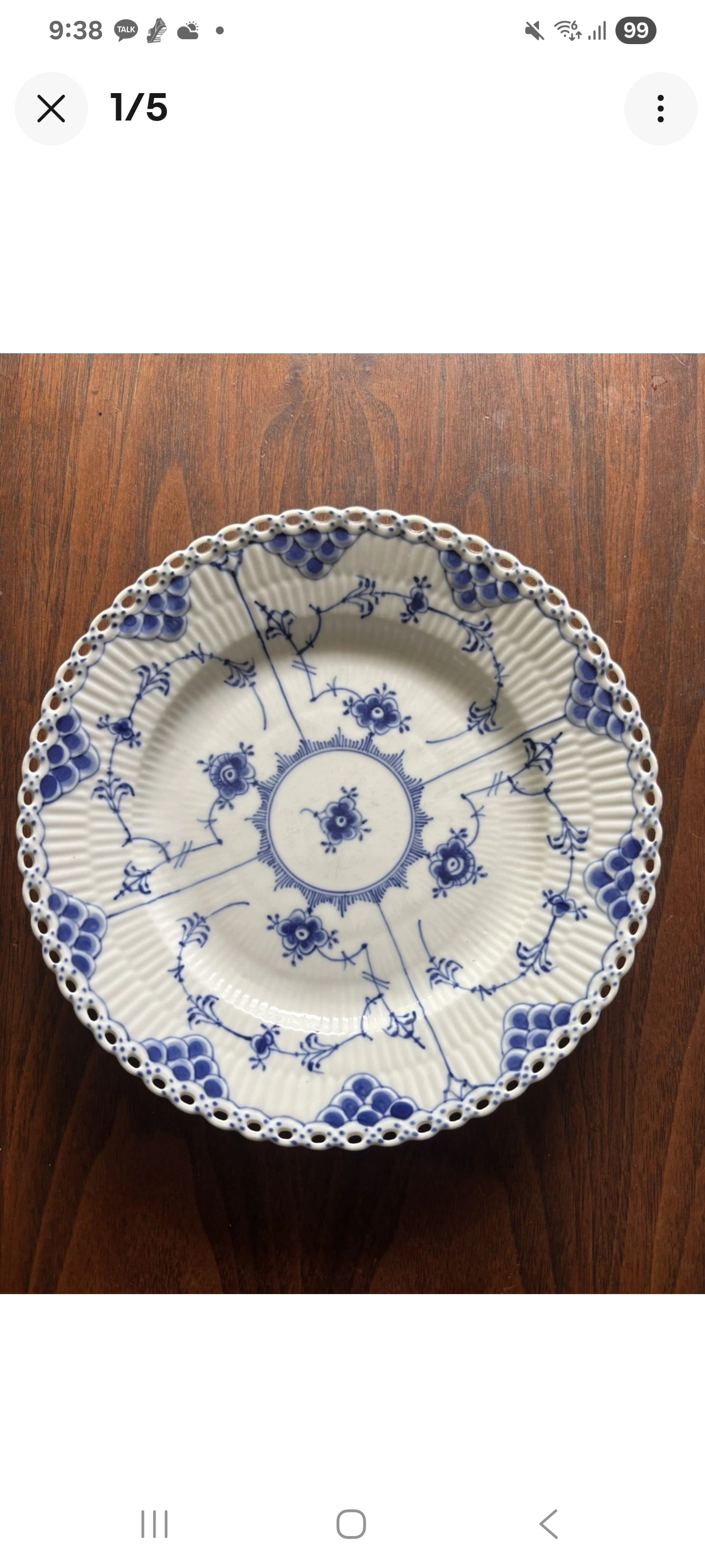 2Royal Copenhagen Blue Fluted Full Lace Plates No 1086