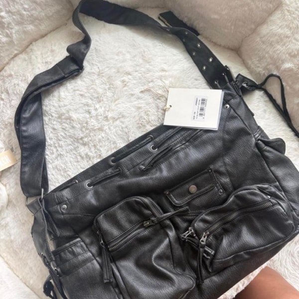 Jaden London Faux Leather Utility Satchel black