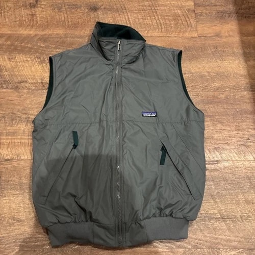 VTG Patagonia Vest Mens M Gray Green Shelled Synchilla Fleece Gorpcore