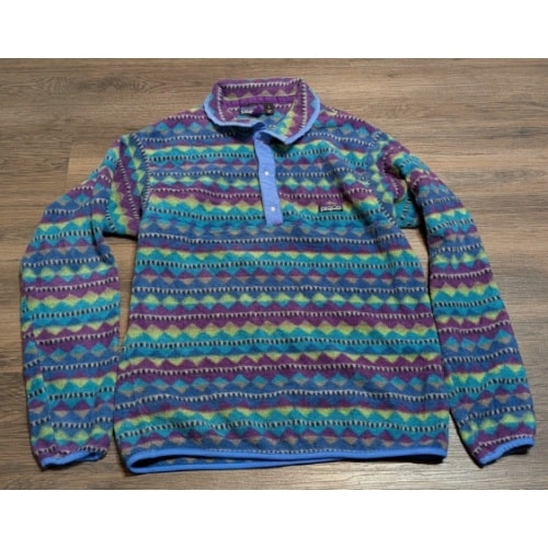 Patagonia Synchilla Snap-T Fleece Pullover Size L Purple Geometric Made in USA