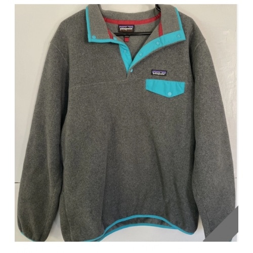 Patagonia Synchilla Fleece Jacket Mens XL Gray Teal Snap-T Pullover Sweater