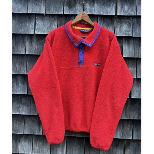Vintage 1980s Patagonia Snap Tee Fleece Synchilla 1988 Red Sz M