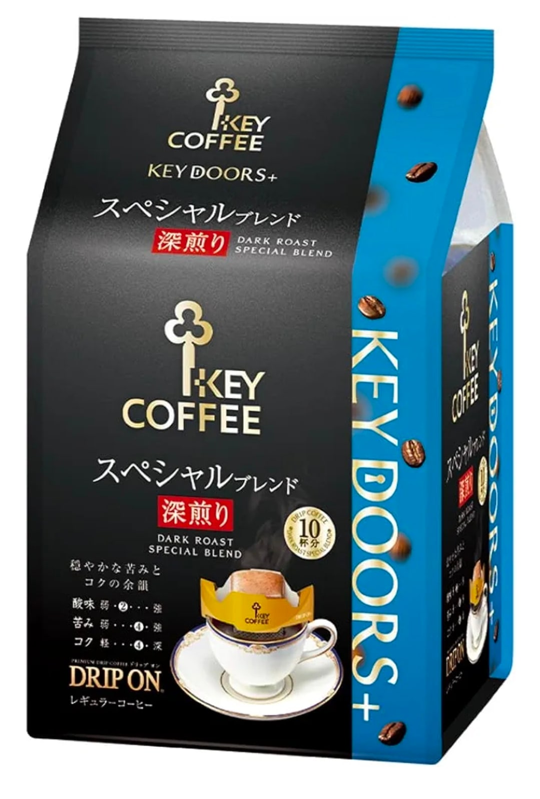 Key Coffee KEY DOORS+ Drip On Special Blend Dark Roast 10 Bags (10 Cups), Drip Coffee, Regular Coffee