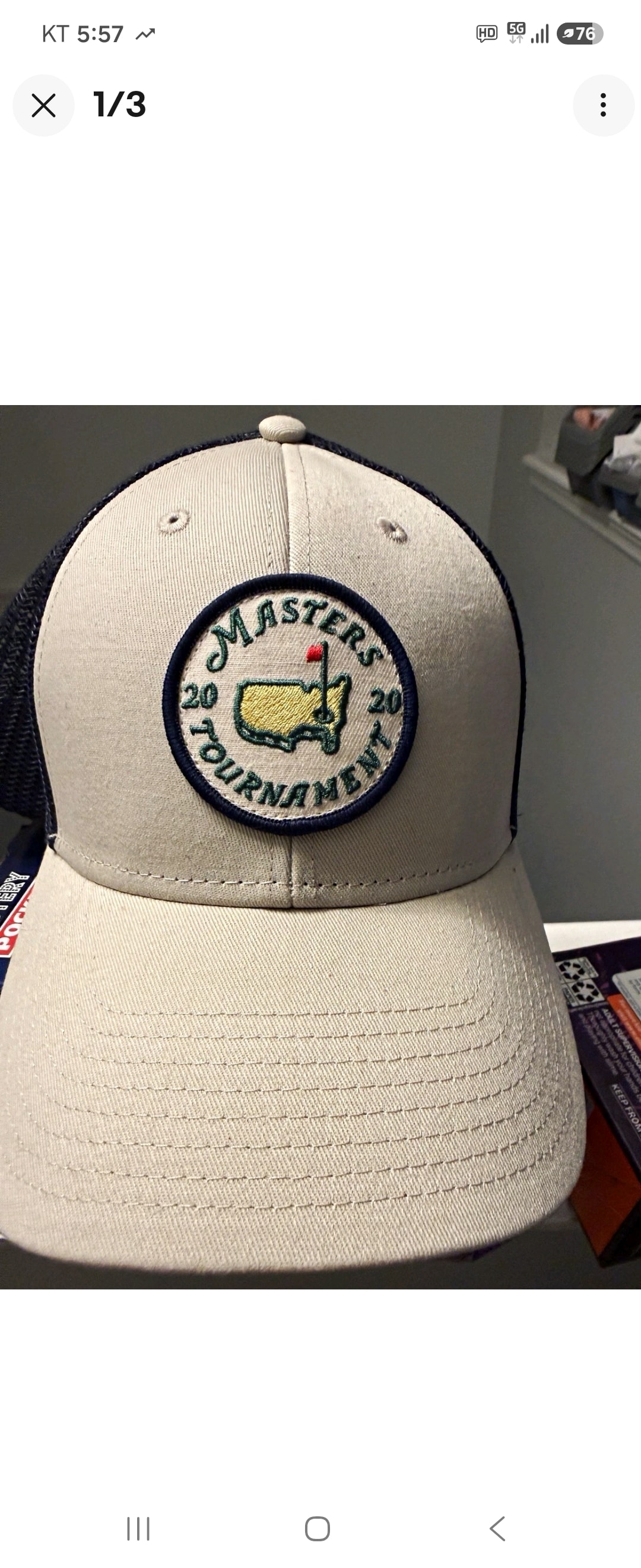 American Needle Masters Tournament Golf Trucker Cap Hat BeigeNavy Blue
