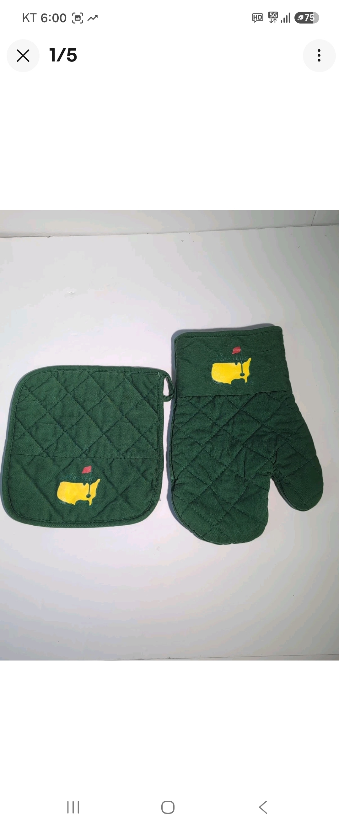 Masters Golf Tournament Oven MittHot Pad Augusta National Preowned
