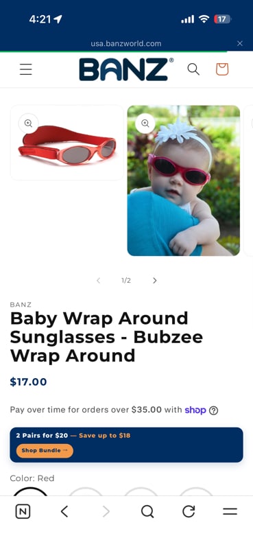 Baby Wrap Around Sunglasses - Bubzee Wrap Around