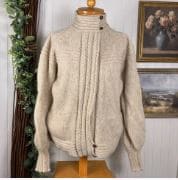 Vintage Eddie Bauer  Wool Chunky Cable Knit Cardigan Sweater Oatmeal L