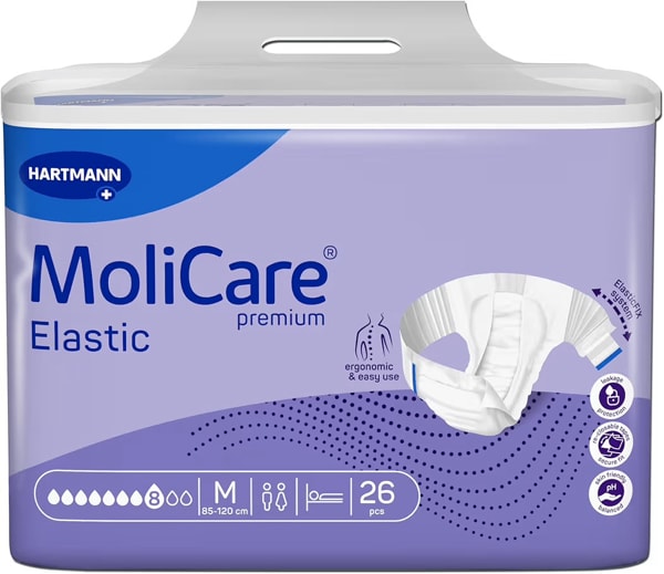 MoliCare Premium Elastic 8 Drops Incontinence Briefs Size M Pack of 26