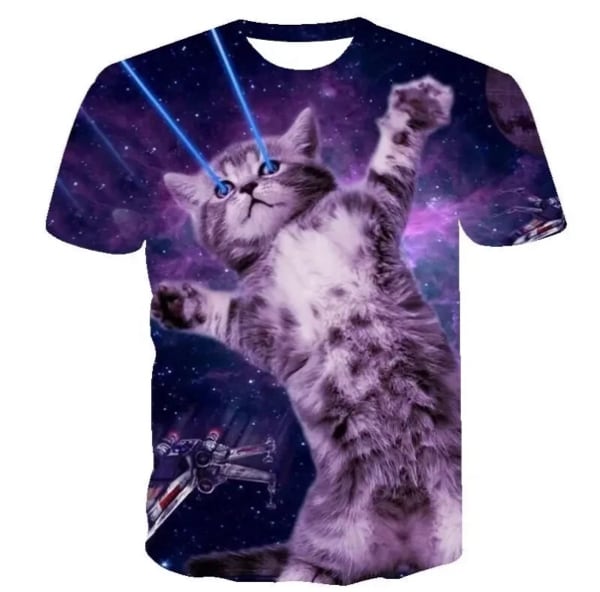 Space Cat Kitten XL T-Shirt Funny Lazer Eyes Astronaut, X Wing, Star Wars