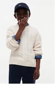 Kids Tommy Logo Cable Knit Sweater