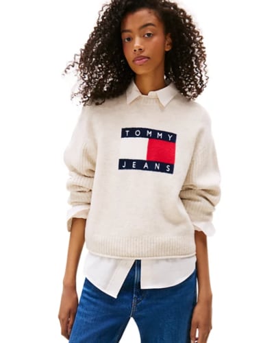 메이시스) 타미진 우먼 멜란지 플래그 크루넥 스웨터 $69.65