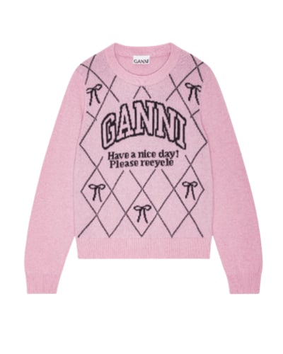 가니) 홀리데이 최대 50% 할인!! 핑크 그래픽 보우 스웨터 $187.50