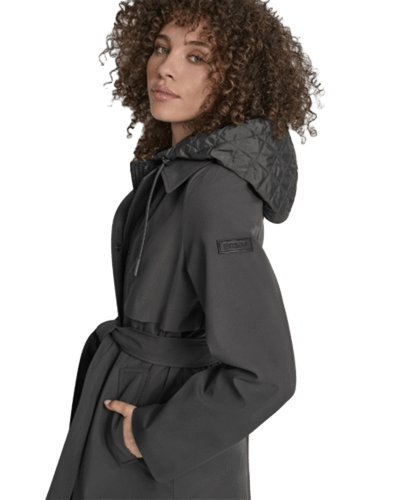 DKNY) 퀼팅 빕 롱 트렌치코트 $69.99