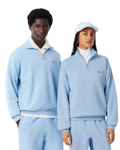 라코스테) 커플로 입기 좋은 남녀공용 루즈핏 쿼터 집업 스웻셔츠