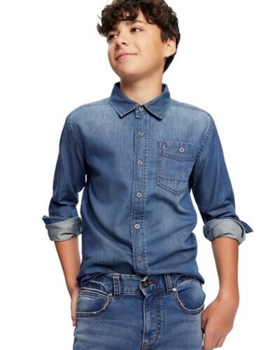 메이시스) 성인착용 가능!! 타미힐피거 빅보이즈 데님 셔츠 $22.99