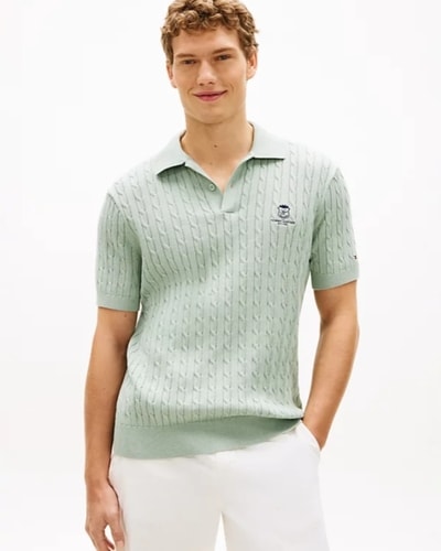 메이시스) 타미힐피거 맨 케이블니트 폴로셔츠 $58.99
