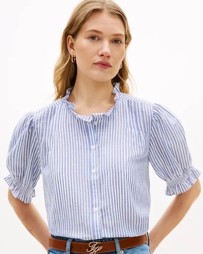 메이시스) 타미힐피거 우먼 핀턱 블라우스 $44.70