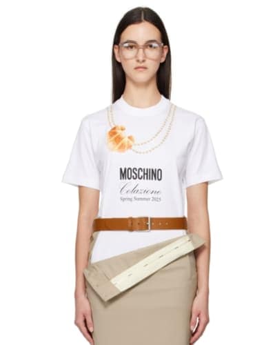 센스) 모스키노 화이트 브랙퍼스트 티셔츠 $95.00