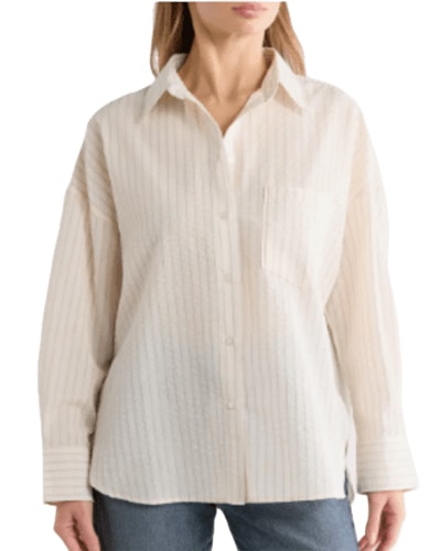 노드랙) 막스스튜디오 오버사이즈 스트라이프 버튼업 셔츠 $29.97