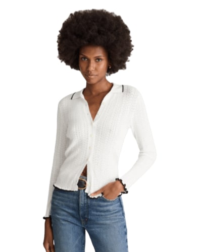 메이드웰) 러플트리밍 포인텔 가디건 $49.99