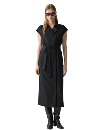 띠어리) 울혼방 더블 브레스트 벨트드레스 $195.00