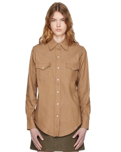 센스) A.P.C 브라운 웨스턴 셔츠 $128.00