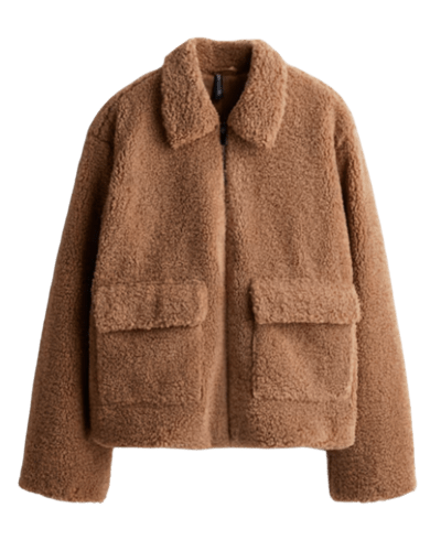 h&m) 크롭 테디 프리스 자켓 $33.99