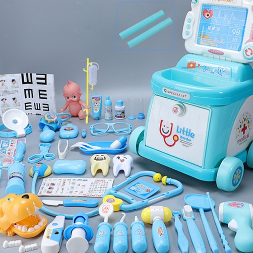 닥터 소꿉놀이 어린이 병원놀이세트 간호사 역할놀이 어린이집 의사놀이장난감 52pcs - 블루