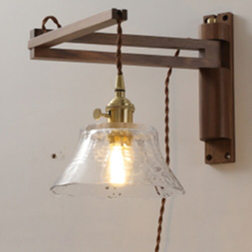 북유럽 벽걸이 조명 램프 우드 월램프 인테리어 - 글라스 원목색