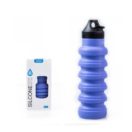 실리콘물병 여행용 물컵 아웃도어 스포츠 접이식주전자 550ml - C타입 플라스틱 덮개_퍼플