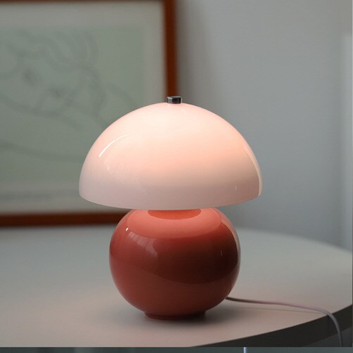 빈티지 유리 전등 세라믹 크림색 스탠드 펜션 분의기 장식 램프 USB 연결코트 - 레드