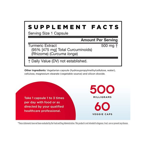 자로우 포뮬라스 터메릭 추출물 커큐민 95 (500mg), 60 베지캡슐